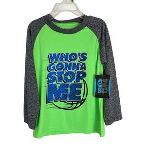 Crunch Time Boys Kids Shirt Size XS 4/5 Short Sleeve Basketball Green Blue NEW